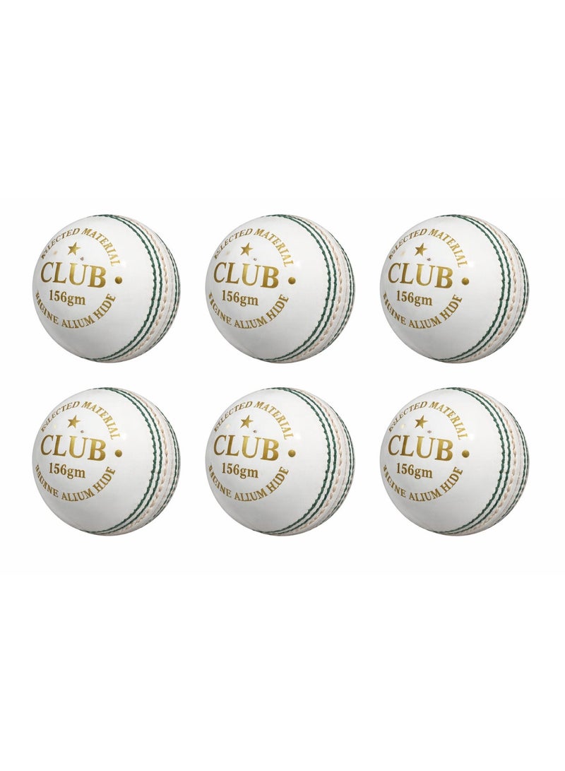 MRF Club Cricket Ball – White (Pack of 6) - Image 1